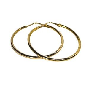 18KT 750 SOLID YELLOW GOLD HOOP EARRINGS - AREZZO ITALY